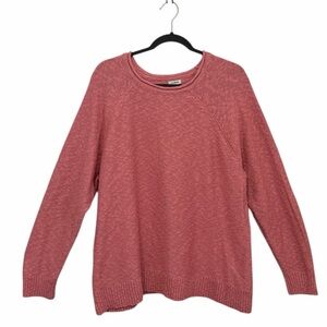 LL BEAN WOMENS ROSE PINK LONG SLEEVE  100% COTTON SWEATER SIZE 2X PLUS